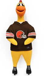 Littlearth Rubber Chicken Squeaky Dog Chew Toy, Cleveland Browns