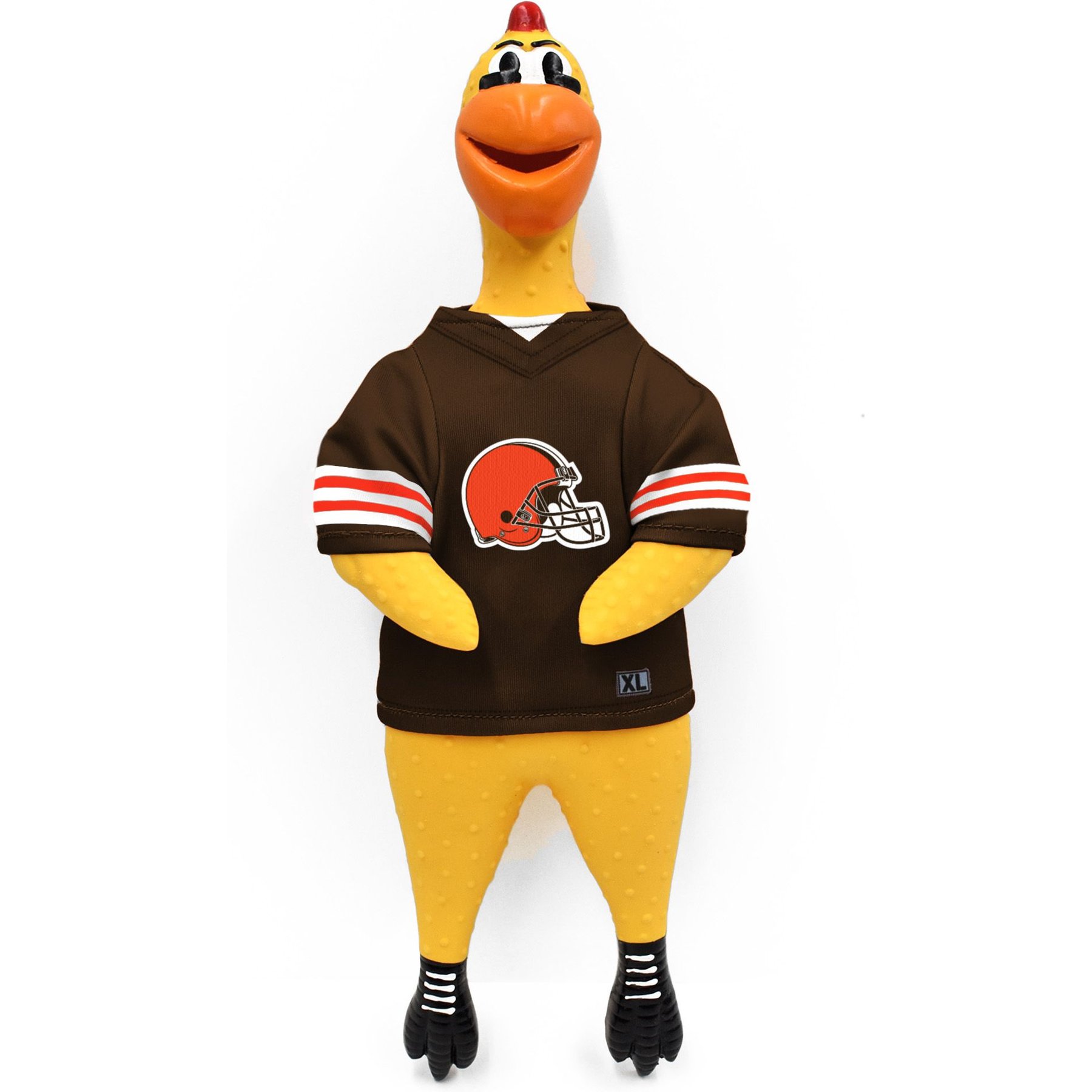 Littlearth NFL Rubber Chicken Squeaky Dog Chew Toy, Cleveland Browns