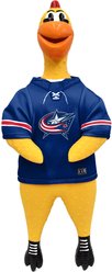 Littlearth Rubber Chicken Squeaky Dog Chew Toy, Columbus Blue Jackets