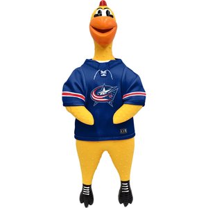 Littlearth Rubber Chicken Squeaky Dog Chew Toy, Columbus Blue Jackets
