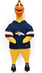 Littlearth Rubber Chicken Squeaky Dog Chew Toy, Denver Broncos