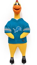 Littlearth Rubber Chicken Squeaky Dog Chew Toy, Detroit Lions