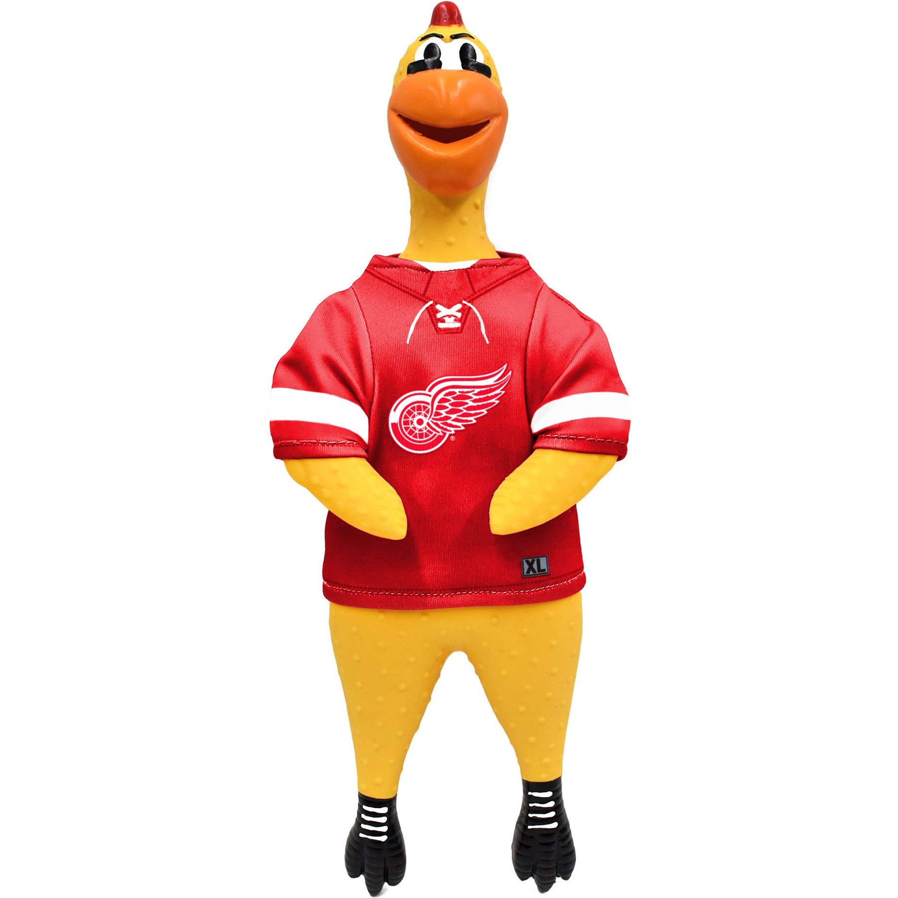Littlearth NHL Rubber Chicken Squeaky Dog Chew Toy, Detroit Red Wings