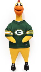 Littlearth Rubber Chicken Squeaky Dog Chew Toy, Green Bay Packers