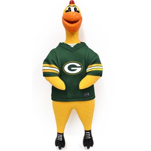 Littlearth Rubber Chicken Squeaky Dog Chew Toy, Green Bay Packers