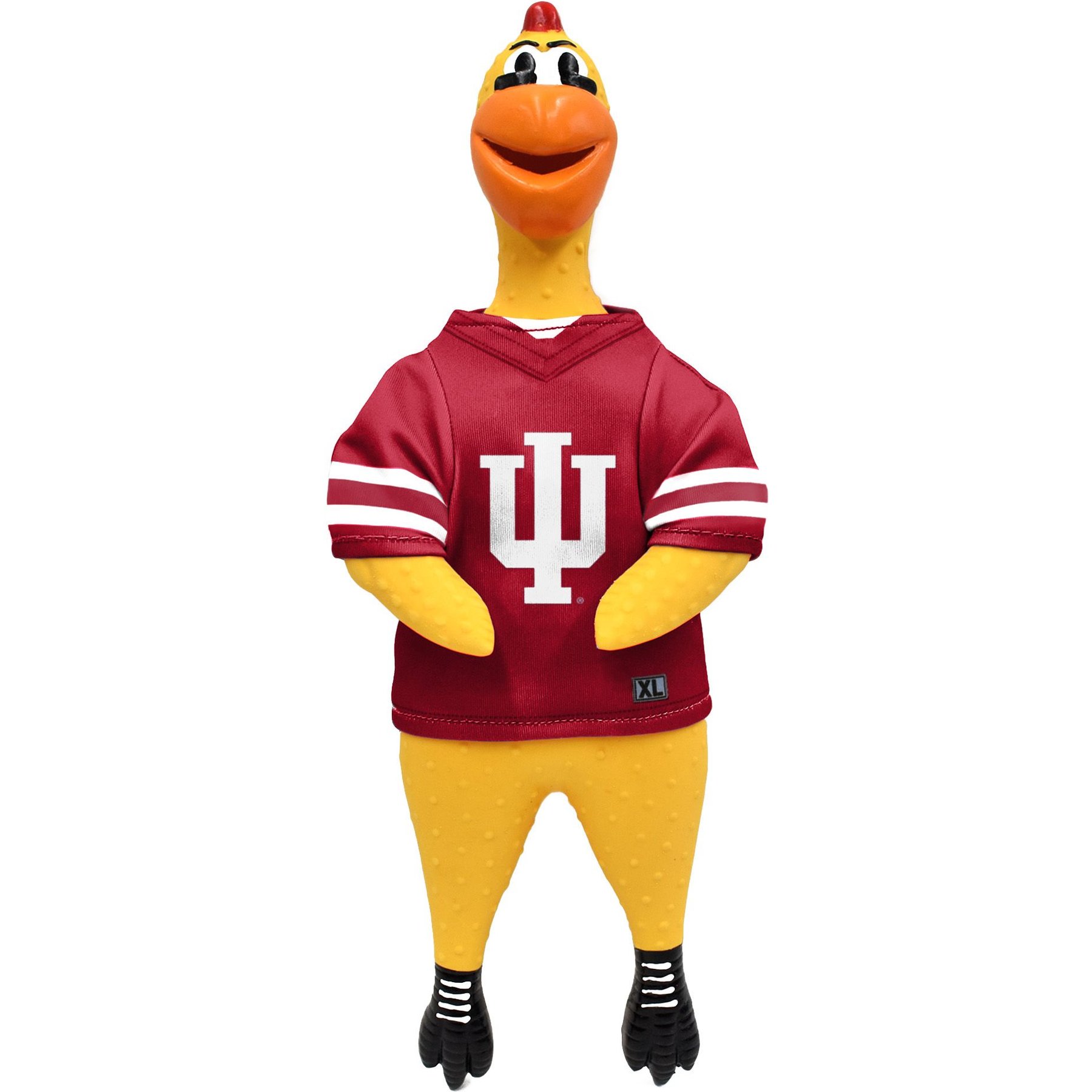 Littlearth NCAA Rubber Chicken Squeaky Dog Chew Toy, Indiana Hoosiers