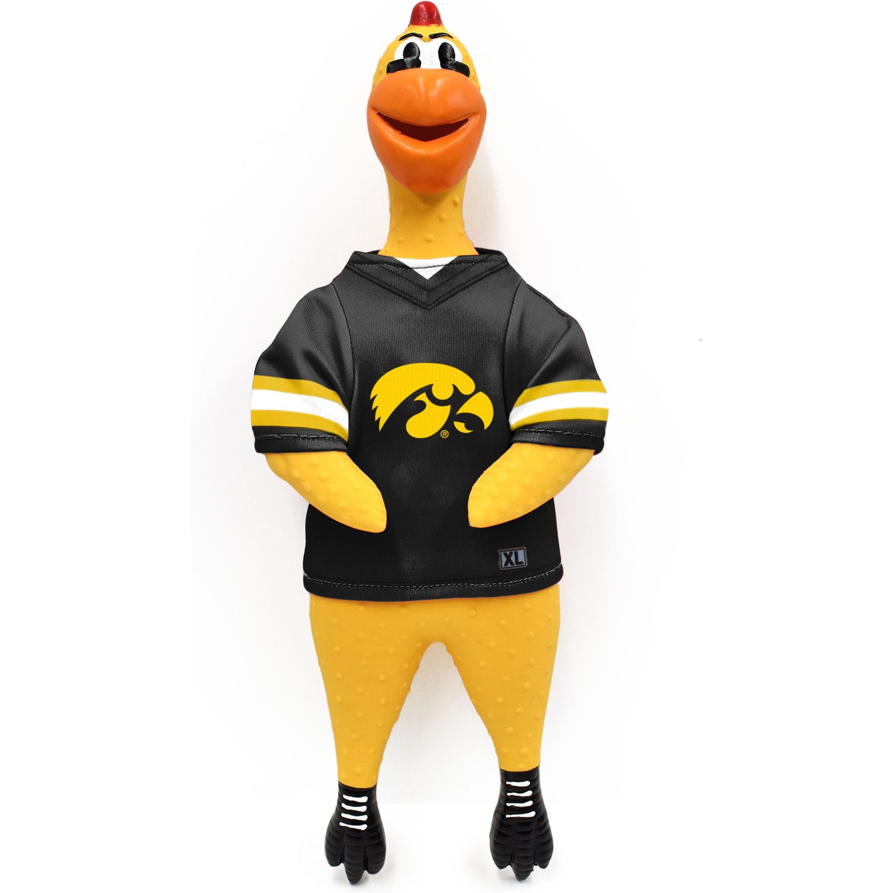 Littlearth NCAA Rubber Chicken Squeaky Dog Chew Toy, Iowa Hawkeyes