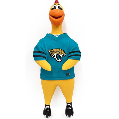 Littlearth Littlearth NFL Rubber Chicken Squeaky Dog Chew Toy, Jacksonville Jaguars