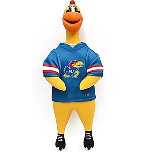 Littlearth Rubber Chicken Squeaky Dog Chew Toy, Kansas Jayhawks