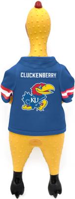 Show full view: Littlearth Rubber Chicken Squeaky Dog Chew Toy, Kansas Jayhawks slide 2 of 5