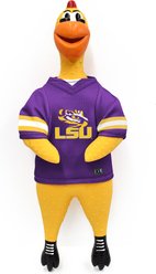 Littlearth NCAA Rubber Chicken Squeaky Dog Chew Toy, LSU Tigers