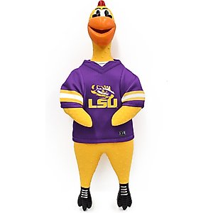 Littlearth Rubber Chicken Squeaky Dog Chew Toy, LSU Tigers