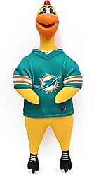 Littlearth Rubber Chicken Squeaky Dog Chew Toy, Miami Dolphins