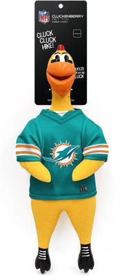 Show full view: Littlearth Rubber Chicken Squeaky Dog Chew Toy, Miami Dolphins slide 3 of 5