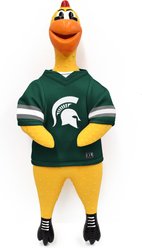Littlearth NCAA Rubber Chicken Squeaky Dog Chew Toy, Michigan State Spartans