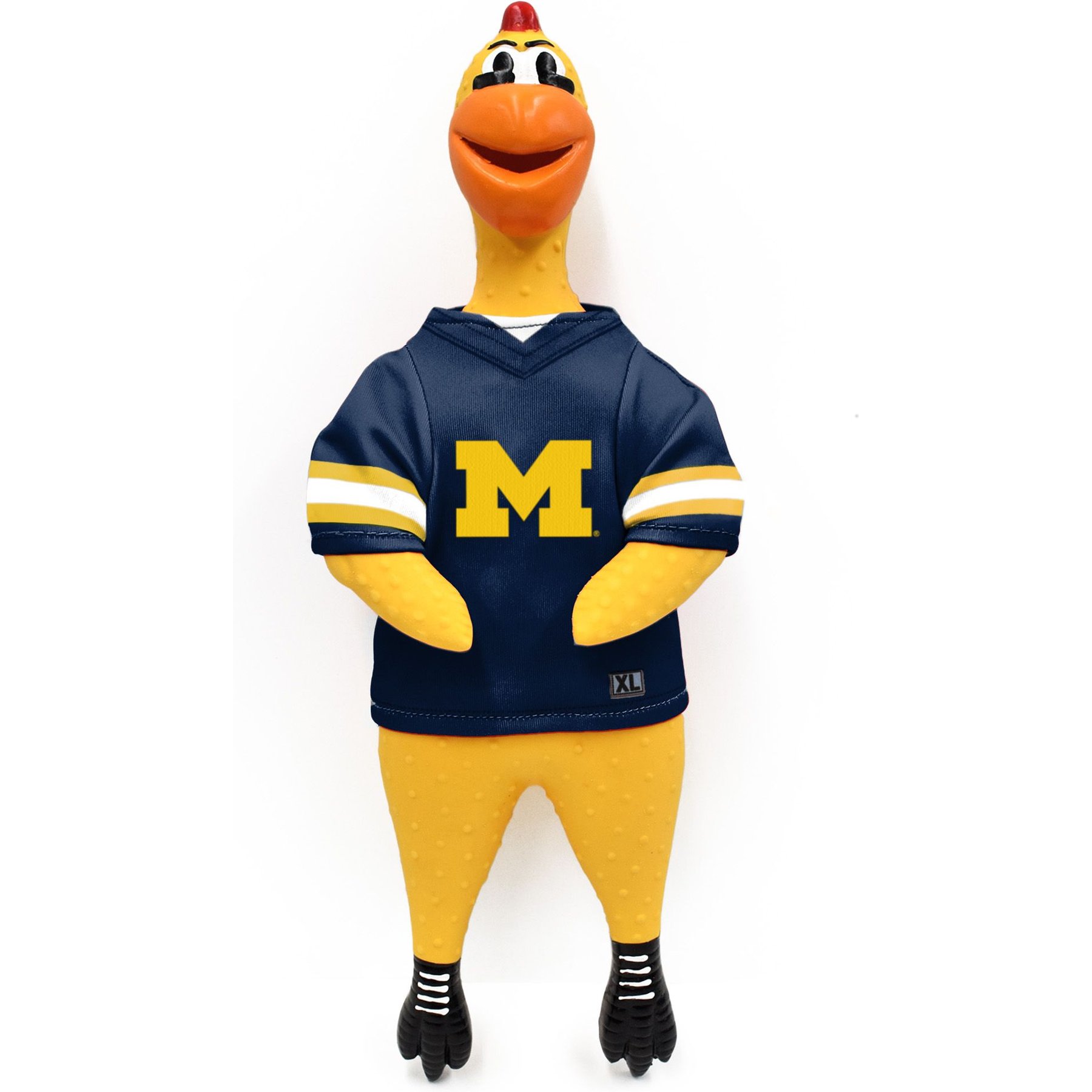 Littlearth NCAA Rubber Chicken Squeaky Dog Chew Toy, Michigan Wolverines