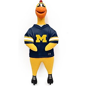 Littlearth Rubber Chicken Squeaky Dog Chew Toy, Michigan Wolverines