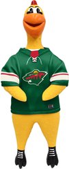 Littlearth NHL Rubber Chicken Squeaky Dog Chew Toy, Minnesota Wild