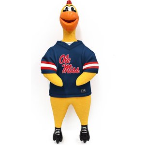 Littlearth Rubber Chicken Squeaky Dog Chew Toy, Mississippi Ole Miss Rebels