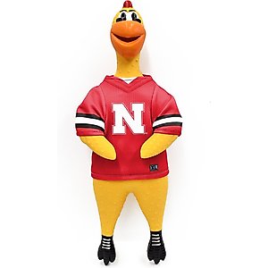 Littlearth Rubber Chicken Squeaky Dog Chew Toy, Nebraska Cornhuskers