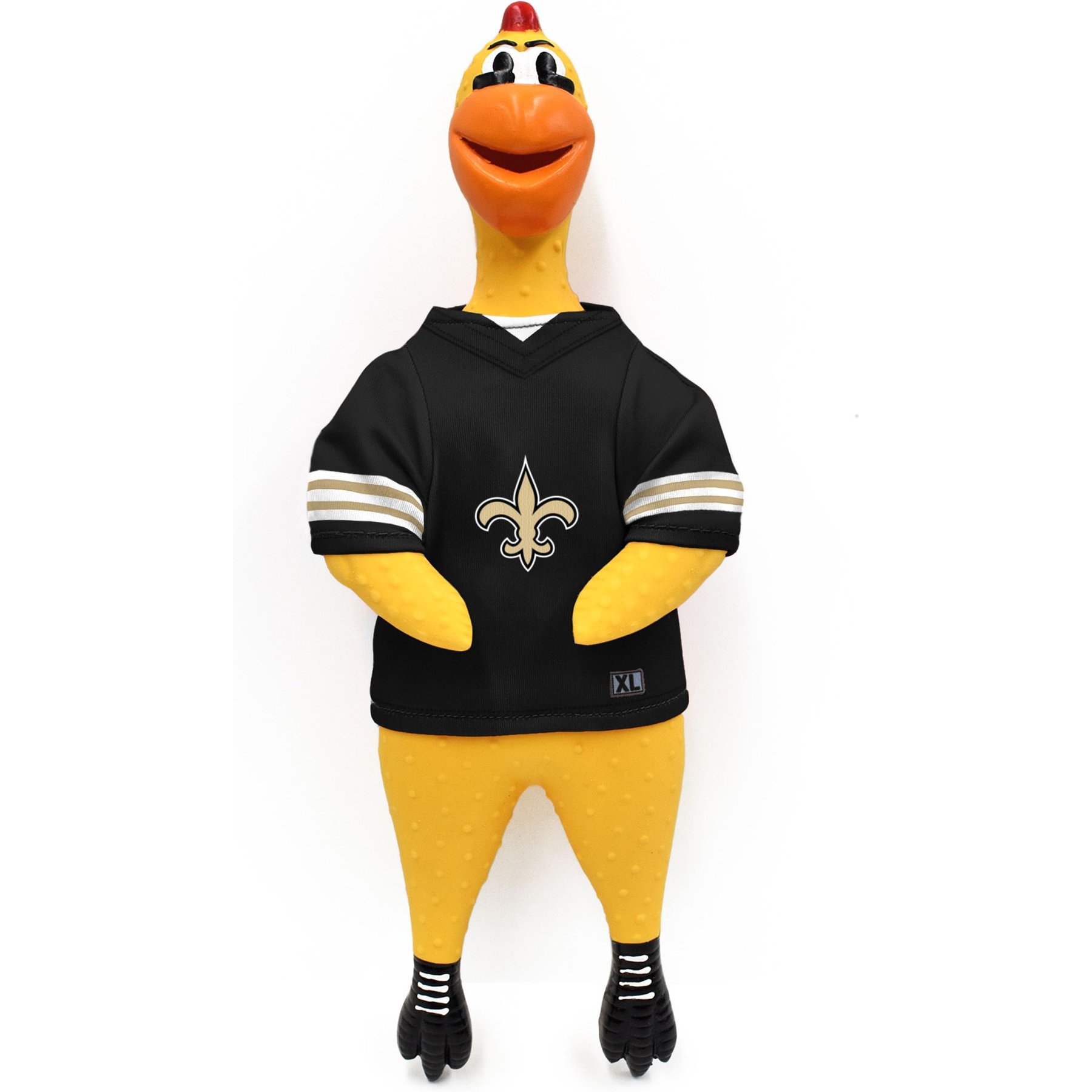Littlearth NFL Rubber Chicken Squeaky Dog Chew Toy, New Orleans Saints
