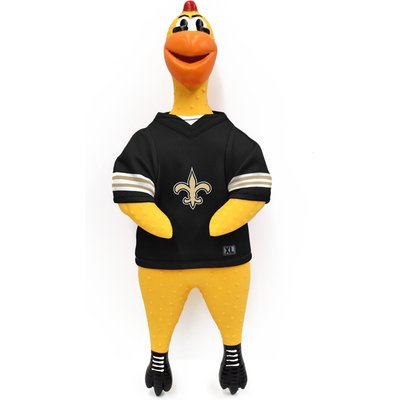 Littlearth Littlearth NFL Rubber Chicken Squeaky Dog Chew Toy, New Orleans Saints