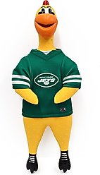 Littlearth Rubber Chicken Squeaky Dog Chew Toy, New York Jets