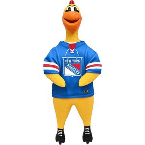 Littlearth Rubber Chicken Squeaky Dog Chew Toy, New York Rangers