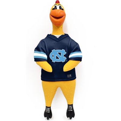 Littlearth Littlearth NCAA Rubber Chicken Squeaky Dog Chew Toy, North Carolina Tar Heels