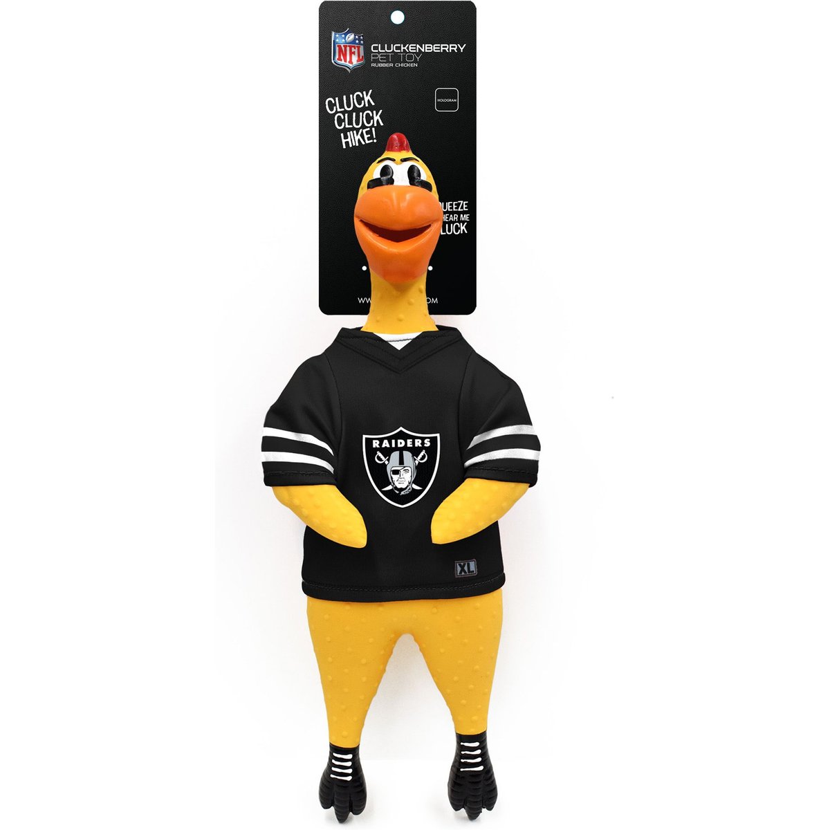 Littlearth NFL Rubber Chicken Squeaky Dog Chew Toy, Oakland Raiders