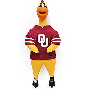 Littlearth Rubber Chicken Squeaky Dog Chew Toy, Oklahoma Sooners