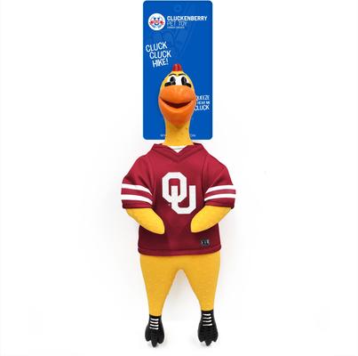 Show full view: Littlearth Rubber Chicken Squeaky Dog Chew Toy, Oklahoma Sooners slide 3 of 5