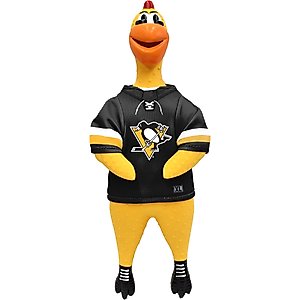 Littlearth Rubber Chicken Squeaky Dog Chew Toy, Pittsburgh Penguins