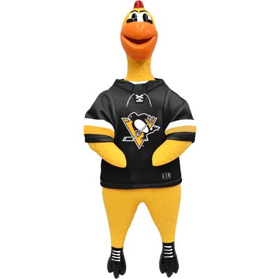 Littlearth Littlearth NHL Rubber Chicken Squeaky Dog Chew Toy, Pittsburgh Penguins