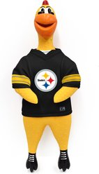 Littlearth Rubber Chicken Squeaky Dog Chew Toy, Pittsburgh Steelers