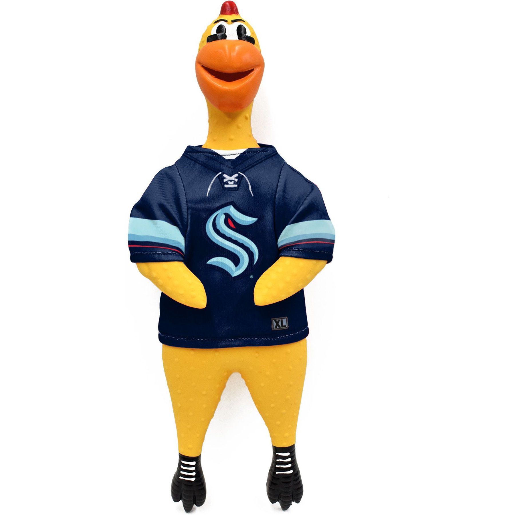 Littlearth NHL Rubber Chicken Squeaky Dog Chew Toy, Seattle Kraken