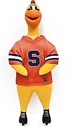 Littlearth Rubber Chicken Squeaky Dog Chew Toy, Syracuse Orange