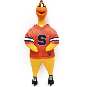 Littlearth Rubber Chicken Squeaky Dog Chew Toy, Syracuse Orange