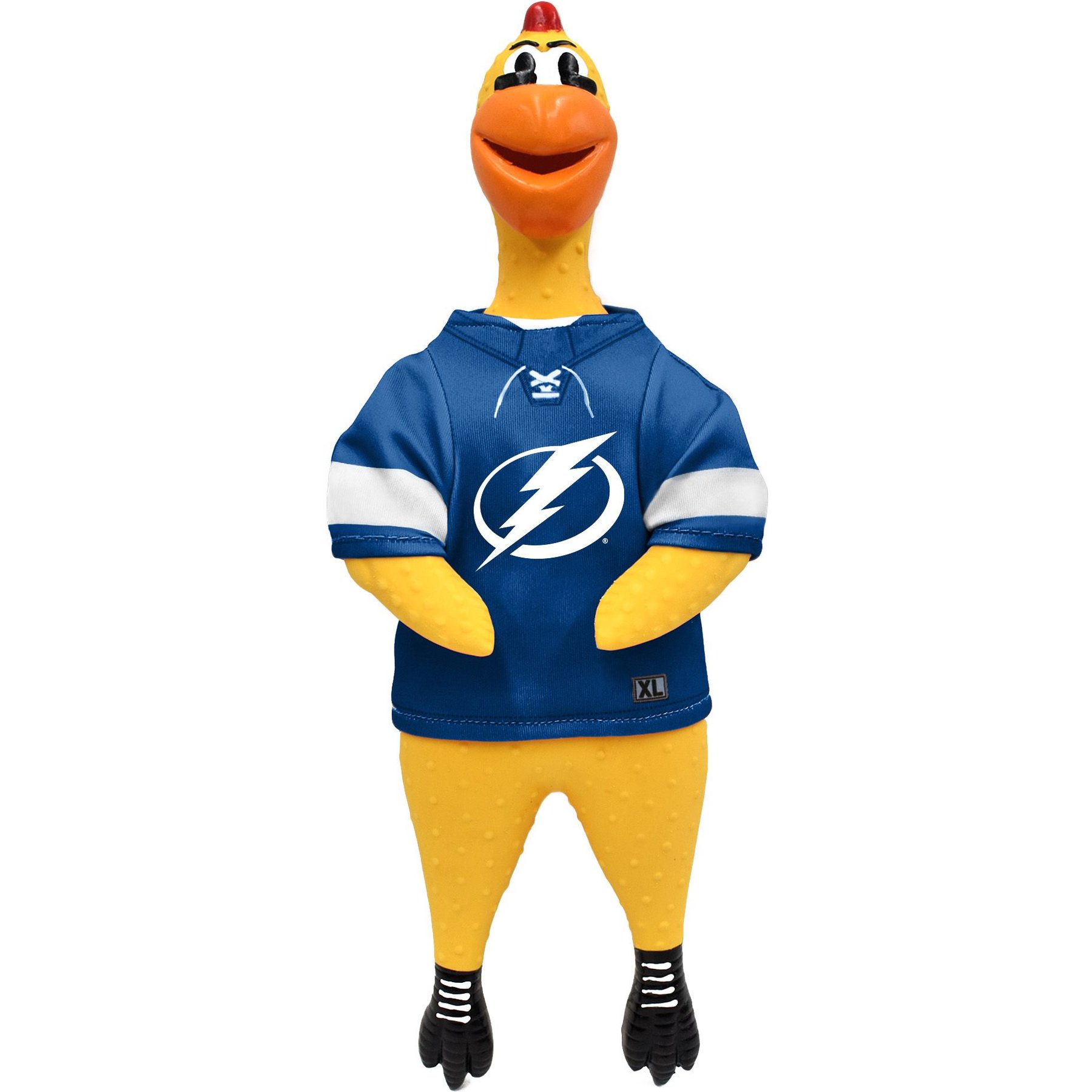 Littlearth NHL Rubber Chicken Squeaky Dog Chew Toy, Tampa Bay Lightning