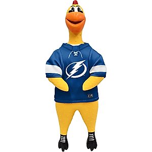 Littlearth Rubber Chicken Squeaky Dog Chew Toy, Tampa Bay Lightning