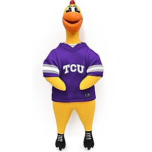Littlearth Rubber Chicken Squeaky Dog Chew Toy, TCU Horned Frogs