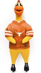 Littlearth Rubber Chicken Squeaky Dog Chew Toy, Texas Longhorns