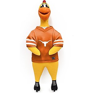 Littlearth Rubber Chicken Squeaky Dog Chew Toy, Texas Longhorns