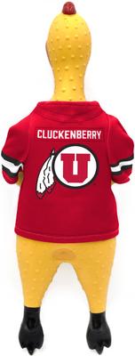 Show full view: Littlearth Rubber Chicken Squeaky Dog Chew Toy, Utah Utes slide 2 of 5