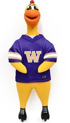 Littlearth NCAA Rubber Chicken Squeaky Dog Chew Toy, Washington Huskies