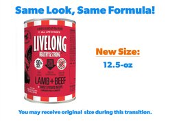 Livelong Healthy & Strong Lamb, Beef & Sweet Potato Recipe Wet Dog Food, 12.5-oz can, case of 12 slide 2 of 6