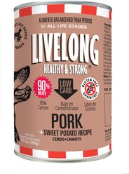 Livelong Healthy & Strong Pork & Sweet Potato Recipe Wet Dog Food, 12.5-oz can, case of 12