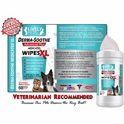 Show full view: Lively Pets Derma-Soothe Advance Plus Medicated Dog & Cat Wipes, 60 count slide 7 of 8