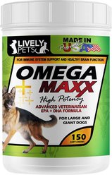 Lively Pets Omega Maxx Fish Oil Large & Giant Dog Soft Chews, 150 count