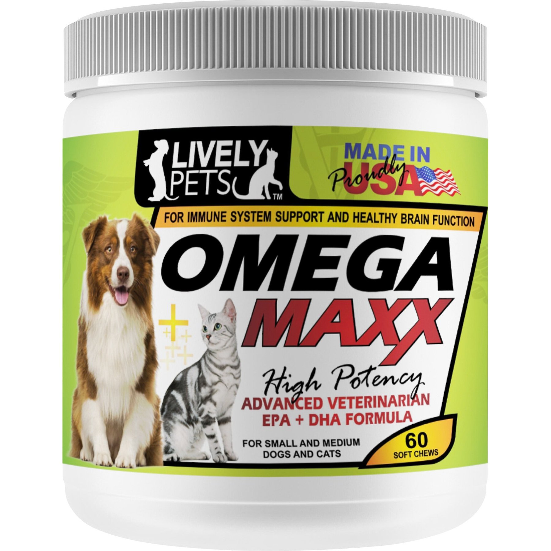 Lively Pets Omega Maxx Fish Oil Small & Medium Dog Soft Chews, 60 count